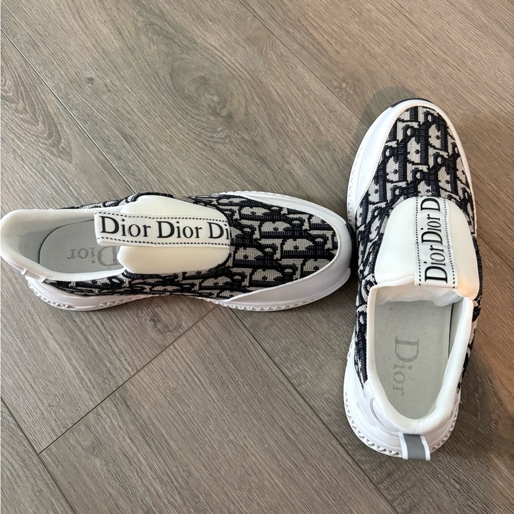 Dior Monogram Black and White Slip-Ons